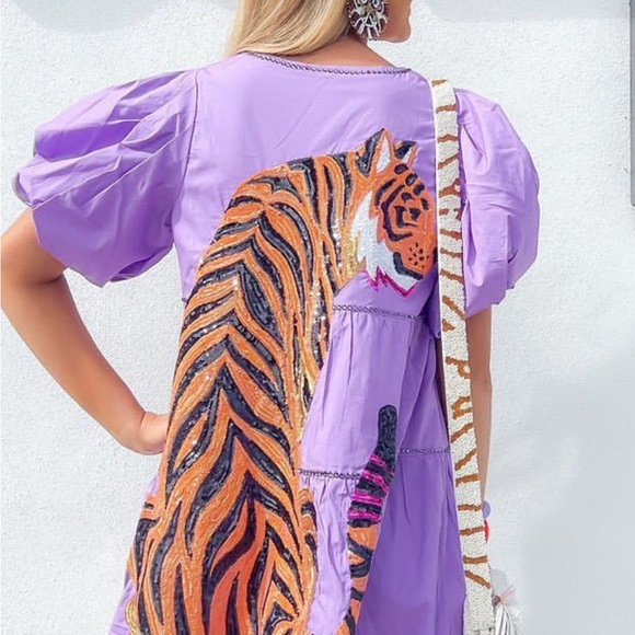 QUEEN OF SPARKLES Dresses & Skirts - Queen of Sparkles Lavender Beautiful Tiger back dress XS
